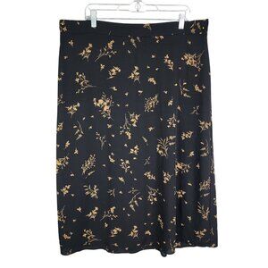 Womens Vince Camuto Black Floral A-Line Skirt Polyester Elegant Wear Size XXL